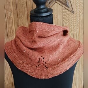 Cowl/Hood, lightweight wool tweed, handknit, GIFTWORTHY